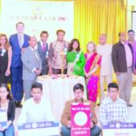 The fired band. (From Left to Right): Kiran Mehta, Vijaybhai (East West Jewelers), Bakul Matalia, Ashvin & Prafula Patel, Anil Soni (PNG Jewelers), Dr. Hetal Gor, Rizwan Qureshi, Naveen Shah, Rupal Sehgal, Kerry Magro, H.K. Shah, Center: Harshil Parekh, Paresh Parekh, Flora Parekh, Manjari Bhatt, Dr. Harshad Bhatt, Swaminatahan, Sunil Jain, Peter Bheddah, Shashi Malik, Pam Kwatra, Neela Pandya, Kamlesh Parekh, Eric Kumar, Joe Grimaldi, Purnima Desai Sitting: Aryan Sharma & Essay Competition Winners - Shreya Shukla, Keerath Kumar, Dhruv Sehgal