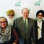 Dr. Robert Sellers, Chair of Board of Trustees of Parliament of the World's Religions with Dr. Satpal Singh (SCIR), Ajit Singh Sahota (WSO-Canada), and Surinder Kaur Sahota