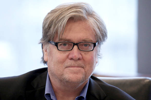 CEO of Republican presidential nominee Donald Trump campaign Stephen Bannon is pictured during a meeting with Trump’s Hispanic Advisory Council at Trump Tower in the Manhattan borough of New York
