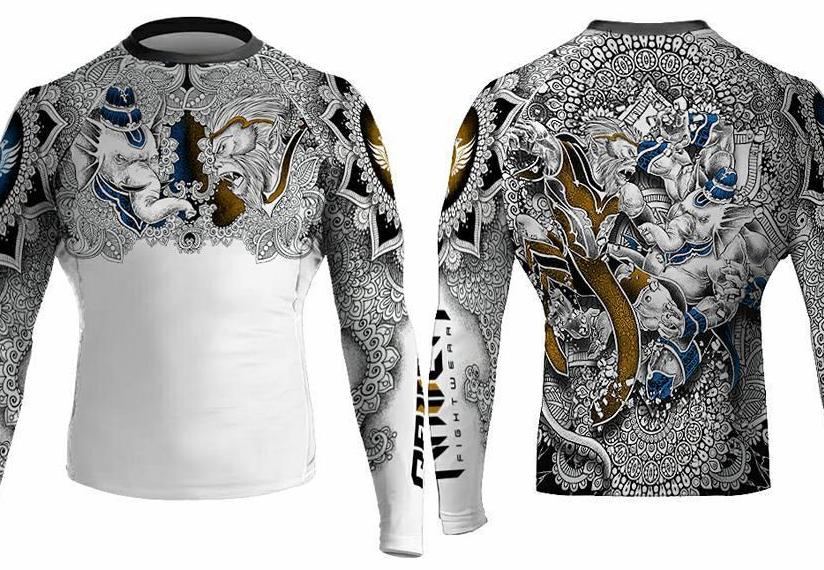 Battle of the Gods – Hanoman v Ganesha long sleeve rashguard by Raven Fightwear Australia