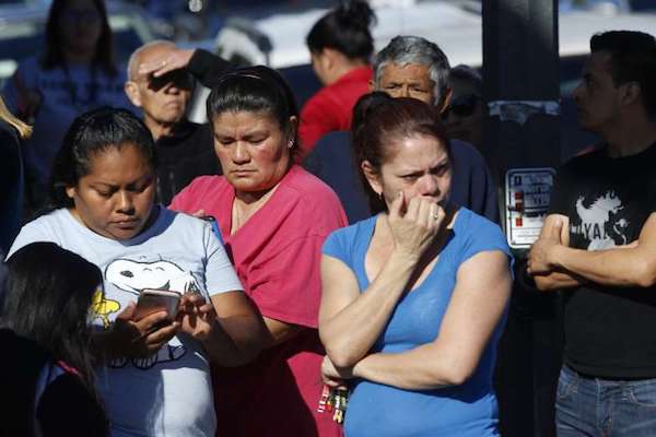 Anxious parents at the school