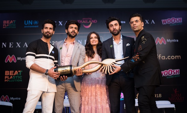 Karan Johar, Shahid Kapoor, Ranbir Kapoor and Kartik Aaryan at Official IIFA Delhi Press Conference (1)