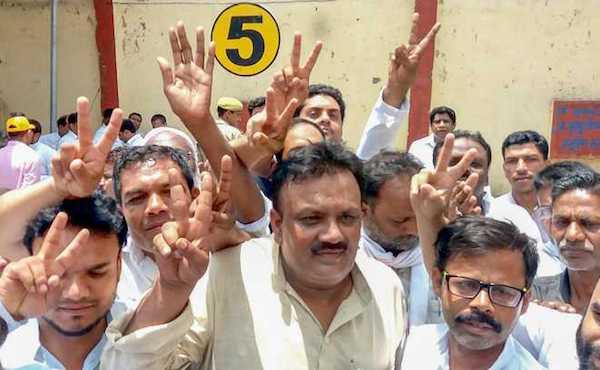 SP candidate Naim-ul-Hasan after winning Noorpur assembly byelection
