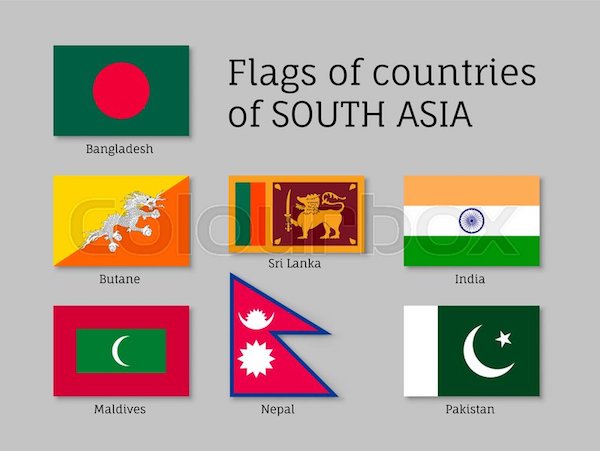 Flags of countries of South Asia