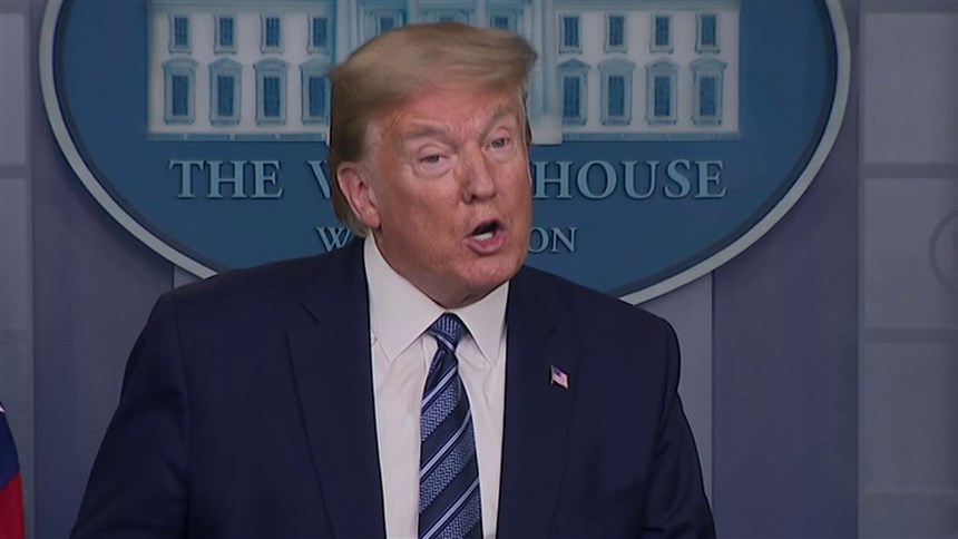 Trump speaks to press