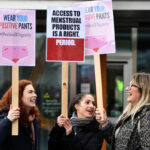 Rally Outside Parliament To Support Free Provision Of Period Products In Scotland