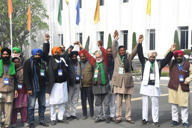 Farmers leaders in Delhi on Jan 22