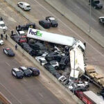 Car pile up aerial view