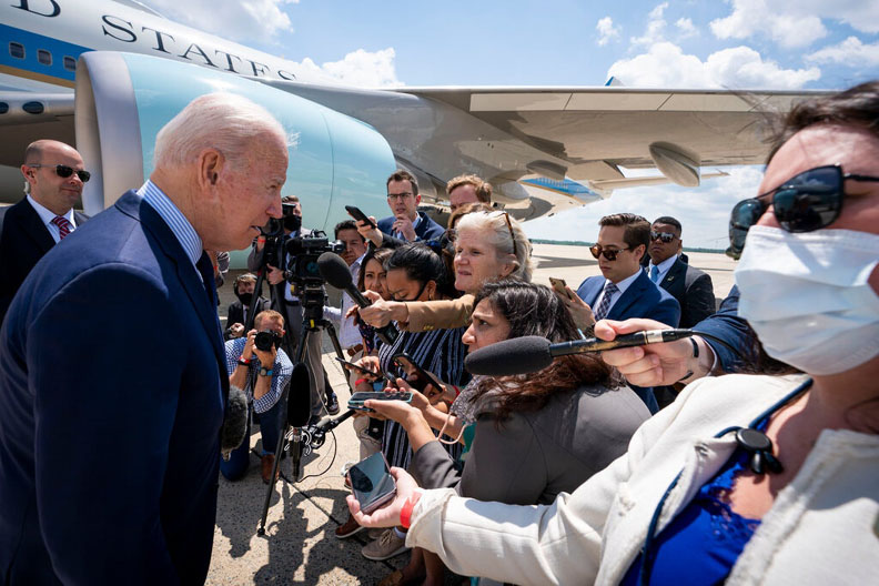 Biden answers questions from the media