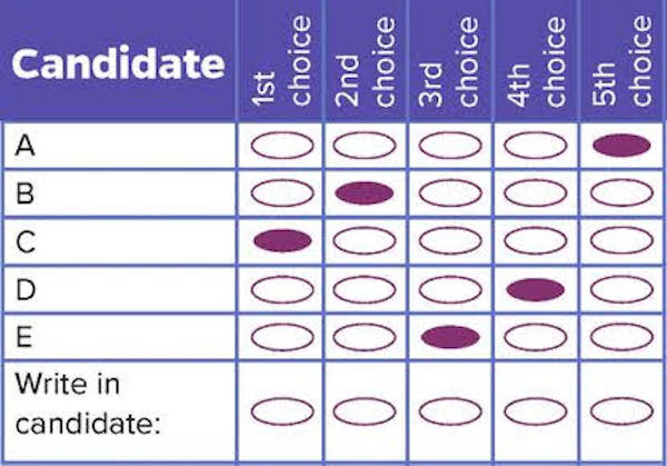 Ranked Choice Ballot