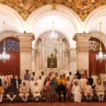 The new inductees in the council of ministers with President Kovid and PM Modi