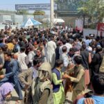 People thronging the Hamid Karzai Airport in Kabul trying to flee Afghanistan