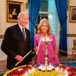 Biden and Jill Biden light Diwali lamp at the WH