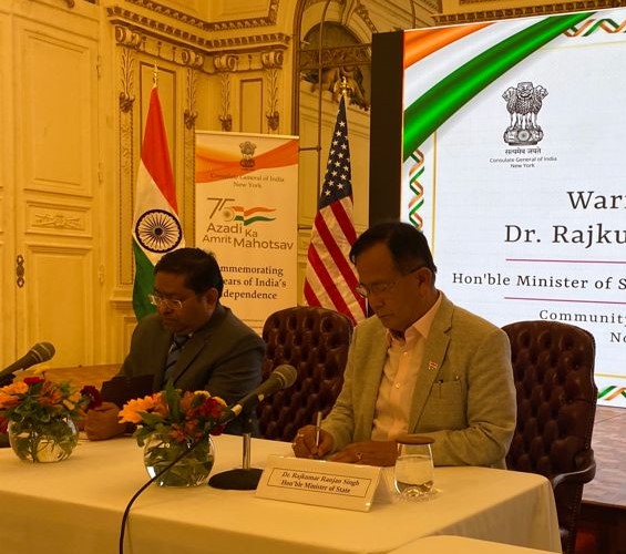 Minister of State RR Singh at the Consulate on Nov 8 Pic by Tirlok Malik