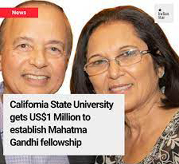 Indian American founded Ravi & Naina Patel Foundation donate $1.5 million for Gandhi Center