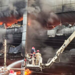 Fire in a bulding in Delhi’s Mundka area