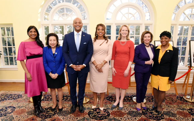 Aruna Miller (extreme left) has been inducted into the Maryland Women’s Hall of Fame