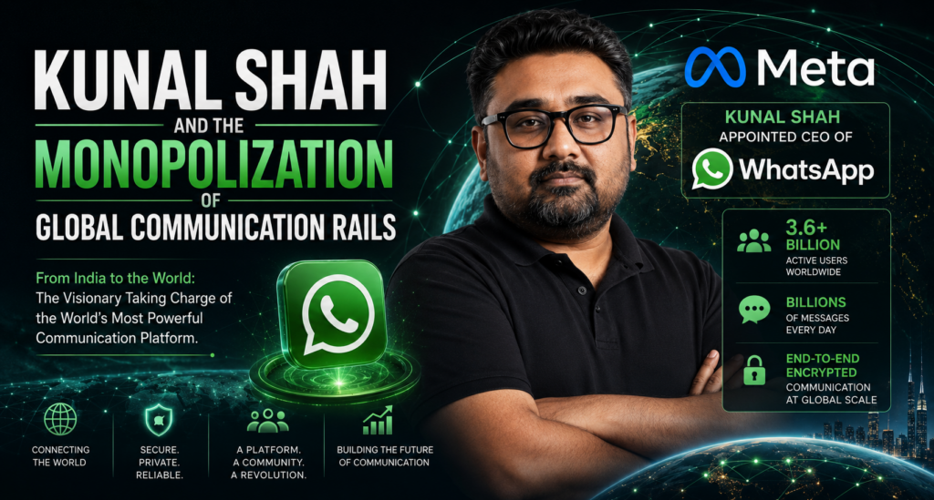 Kunal Shah is taking charge of WhatsApp